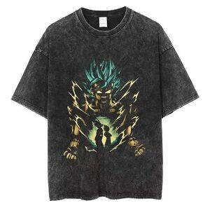 Men's Graphic Tee - Black with Blue and Gold Design